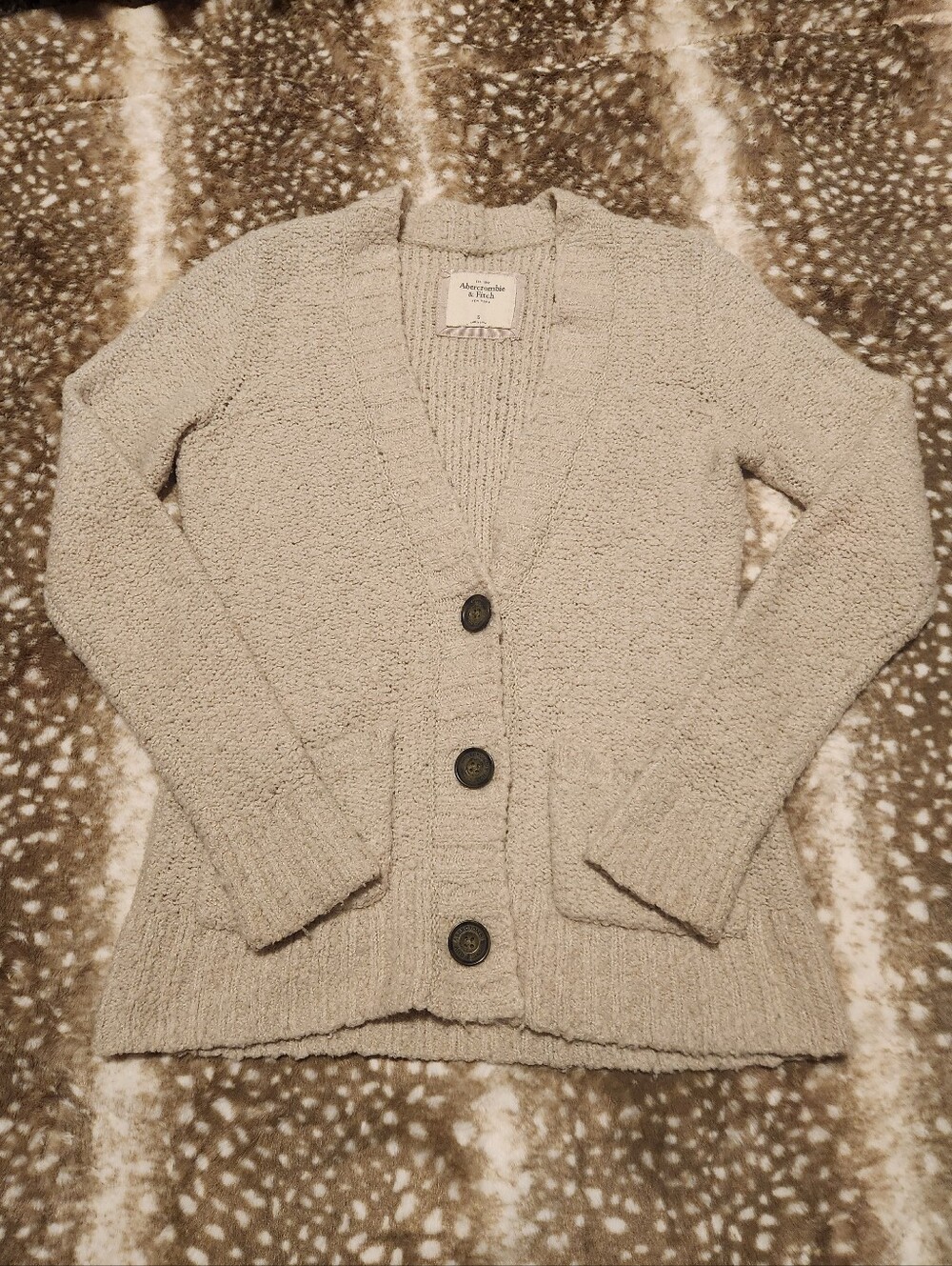 Abercrombie and Fitch oatmeal wool blend v neck cardigan vintage Y2k